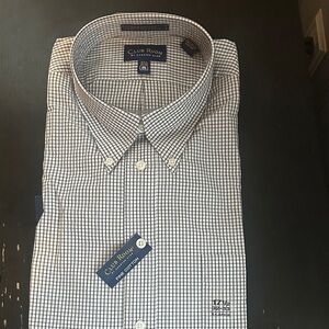 Club Room Men's Checkered Black and White Shirt